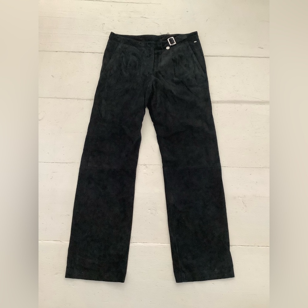Emporio Armani new Y2K black suede leather pants 40 4 6 8